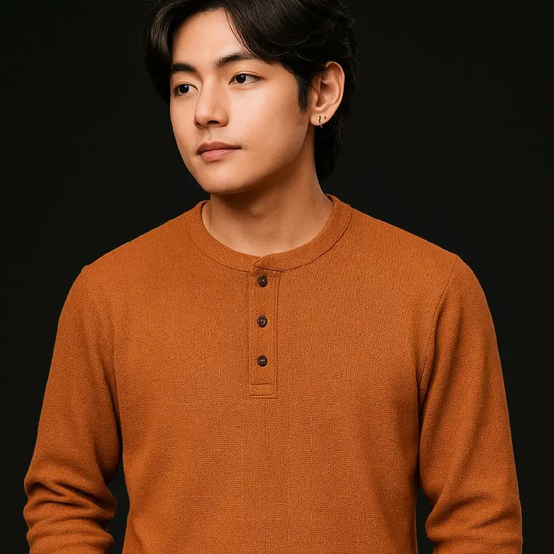 Kaos Polos Waffle Panjang Pria Kerah Sanghay Warna Coklat Slim-Tangan Casual Lembut Nyaman Muda Hitam Bahan Sangat Nyaman Serap Keringat Tidak Berbulu Warna Kuat Tidak Mudah Pudar 2