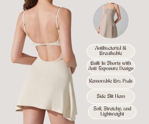 Breathable sports dress with built-in bra, anti-exposure tennis & yoga one-piece outfit[YA97]