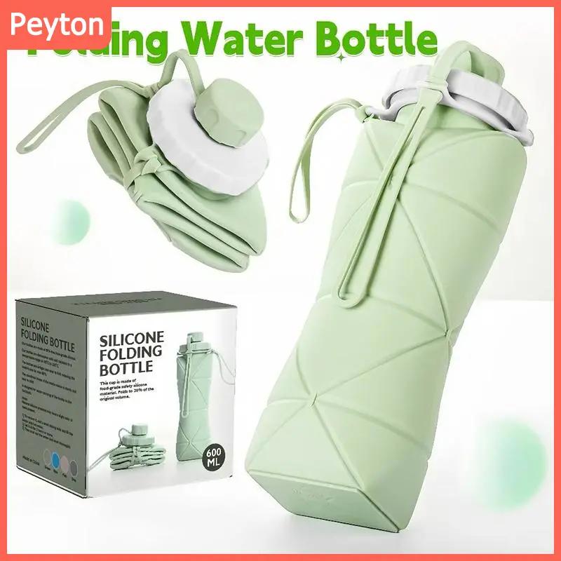 600ml silicone cho lỗ rò rỉ thể thao có thể gập lại và có thể sử dụng nhiều lần chai nước có thể gập lại