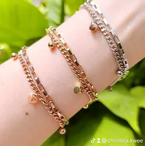 GELANG TANGAN Titanium KUBUS 2 Layer - 56