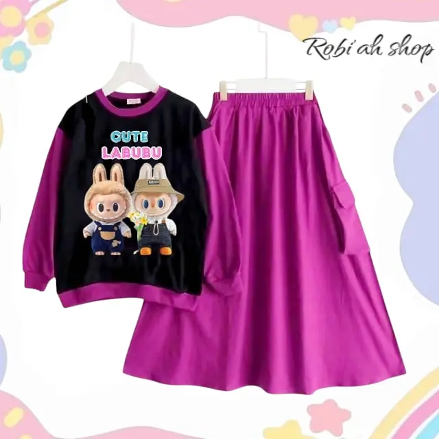 Baju anak labubu kembar fashion anak kekiniaan trendy bahan crinklr air flow 2