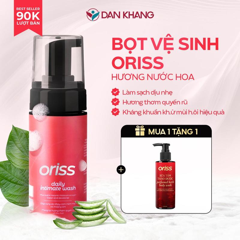 LIVE Dung dịch vệ sinh phụ nữ dạng bọt Oriss Daily Intimate Wash hỗ trợ làm sạch dịu nhẹ hương nước hoa quyến rũ chai 120ml