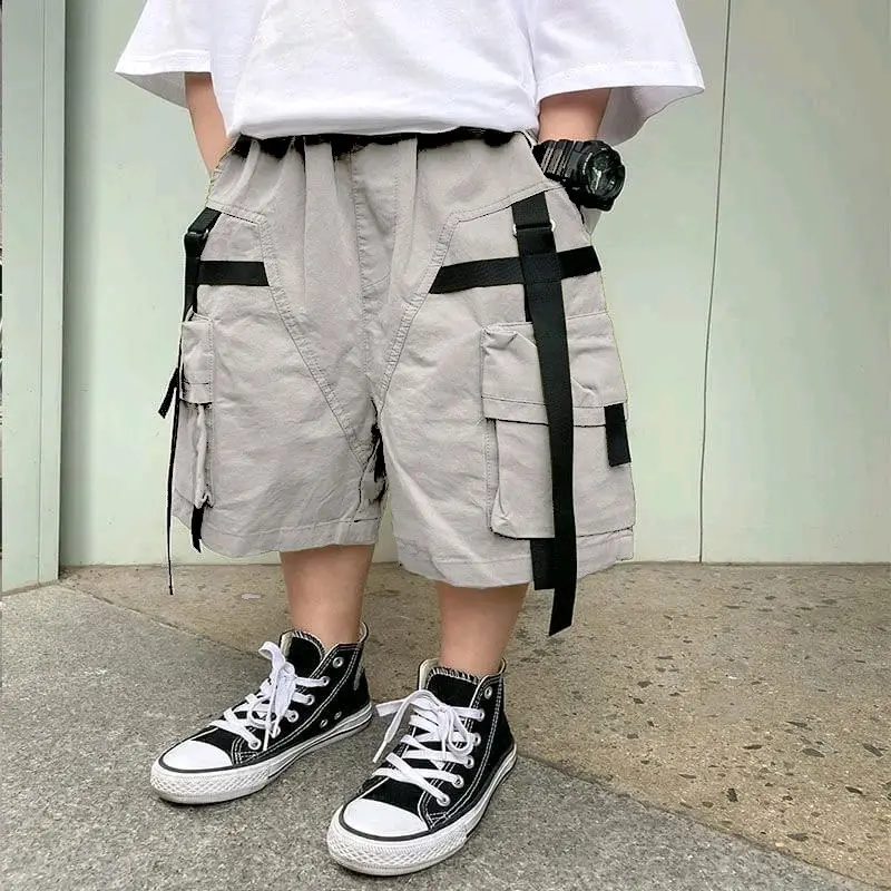 Celana Anak Cargo Fashion Remaja Pendek Anak Laki-laki Celana Pendek Kargo Longgar Pinggang Elastis Anak Celana Olahraga Kasual Anak Celana Pendek Musim Panas Anak Laki-laki Cowo 5