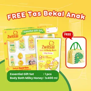 [FREE Tas Bekal Anak] Zwitsal Natural Essential Giftpack Baby Gifset & Baby Bath Milky Honey 400ml