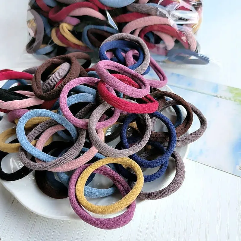 Dây Buộc Tóc, 100 Cái / túi, Dây Buộc Tóc Co Giãn, Thời Trang, Nhiều Màu Sắc, Scrunchies, Yurong 7