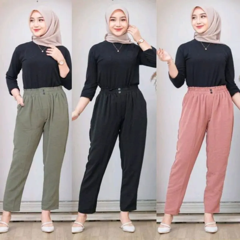 BAGY PANTS CRINGKLE AIRFLOW KANCING DUA// CELANA WANITA PENSIL CRINGKLE Nyaman Panjang cozy Cantik Ankle Kerja