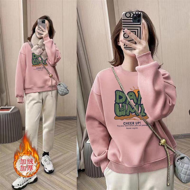 Product Introduction of Áo Cho Nữ, Áo Nỉ Cotton Nguyên Chất Mới Cho Mùa Thu Và Mùa Đông, Nhung Cáo Bạc Dày Dặn, Cổ Tròn Dáng Rộng In Họa Tiết Cao Cấp, Áo Giảm Béo Cho Nữ 25