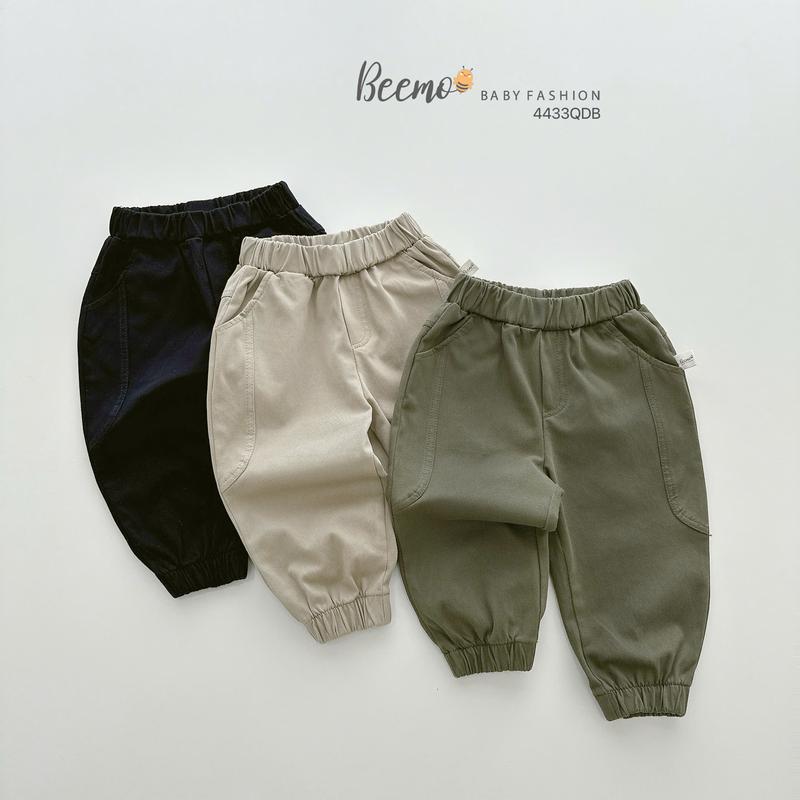 Quần dài kaki Beemo bé trai, bo gấu phối túi, co giãn mặc đi học, đi chơi cho bé từ 9-24kg 4433QBD