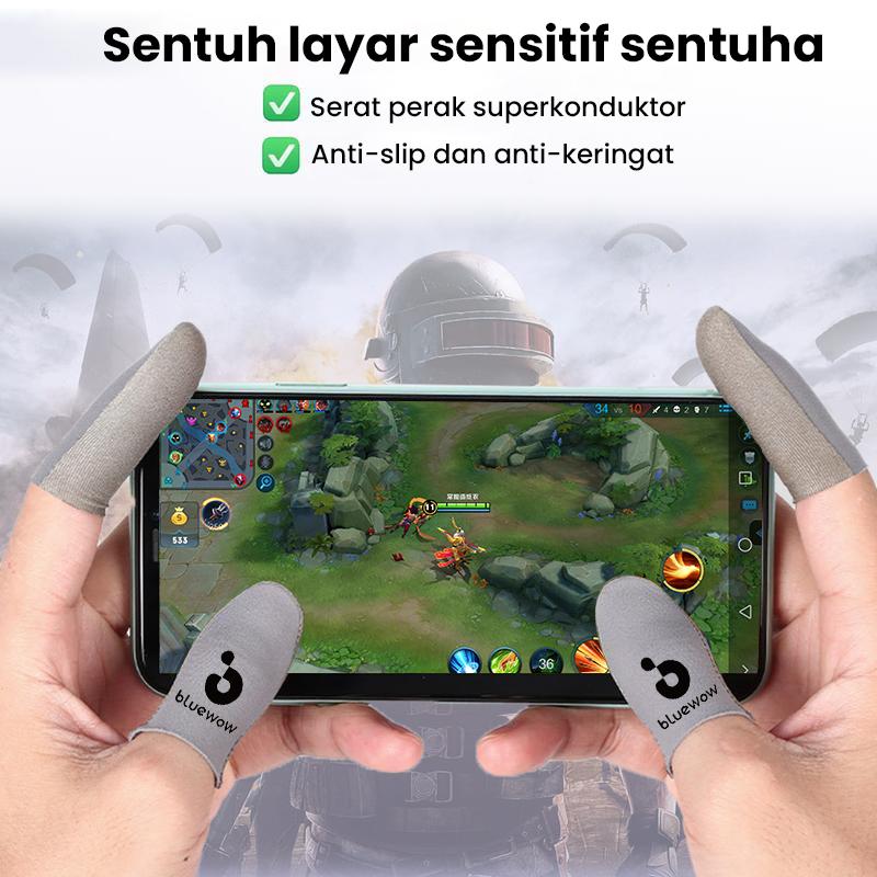 BlueWow Permainan Sarung Jempol Aksesoris Game Free Fire & Mobile Legends & PUBG 3d Ultra-thin 0.3mm Conductive Silver Fiber Fabric Smooth And Uninterrupted Sweat-proof Gaming Finger Gloves finger  game Wireless  Gamepad Joystick