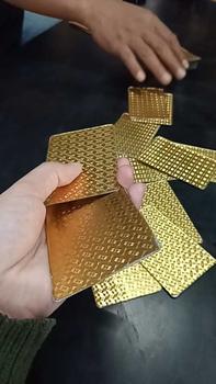 Product Review of Kartu Permainan Remi Emas Lapisan Gold Foil Motif Grid Dollar Mewah Elegan Kertas Card Games Toys from 𝑣**0 2