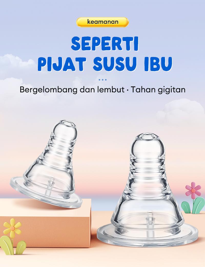 10PCS Dot Bayi Wide Neck 5cm Nipple Silikon Bpa Free Empeng Bayi Peristaltic Plus Lebar Anti Kolik MNZ