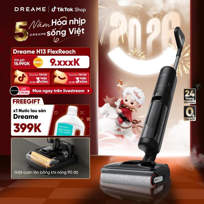 TẶNG NLS 1L Máy lau sàn Máy Hút Bụi tự Làm Sạch Dreame H13 FlexReach - Hàng chính hãng - Phiên bản quốc tế - Bảo hành 24 tháng