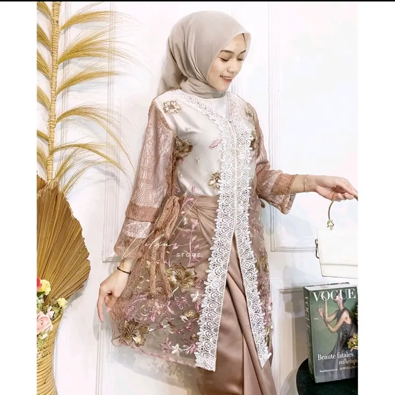 SET MAIZA Setelan Wanita Kekinian baju Kondangan Baju Lamaran Tunangan Wisuda Remaja Deasa Atasan Outer Renda Bawahan rok Lilit 2