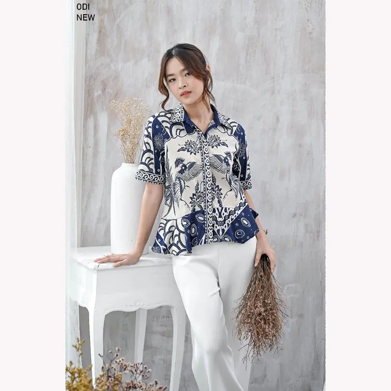GIRLY  ODI / HETTY Blouse Wanita Atasan Wanita Batik Couple Top Jumbo Dress Couple Batik MODERN  Keluarga Kemeja Perempuan