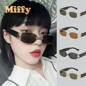 Miffy - Kacamata Hitam Gaya Retro Hip Hop Retangle Shades Sunglasses Anti UV