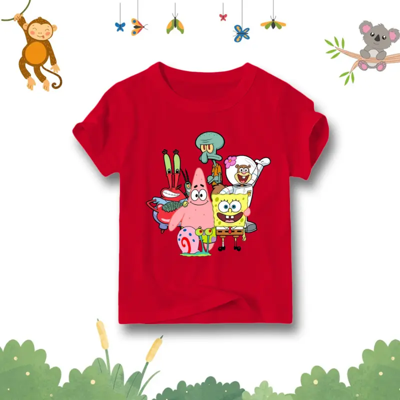 Baju atasan anak unisex gambar spongebob / kaos distro anak bahan adem / kids t-shirt 4