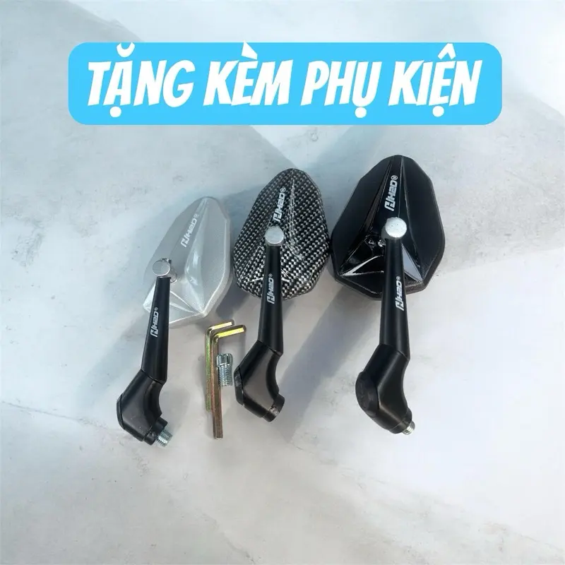 Gương H2D V2 chất liệu bằng nhựa. Tặng kèm 1 ốc thuận và 2 Lục Giác để lắp. Đủ điều kiện tham gia giao thông. (Sh mua kèm chân nối).