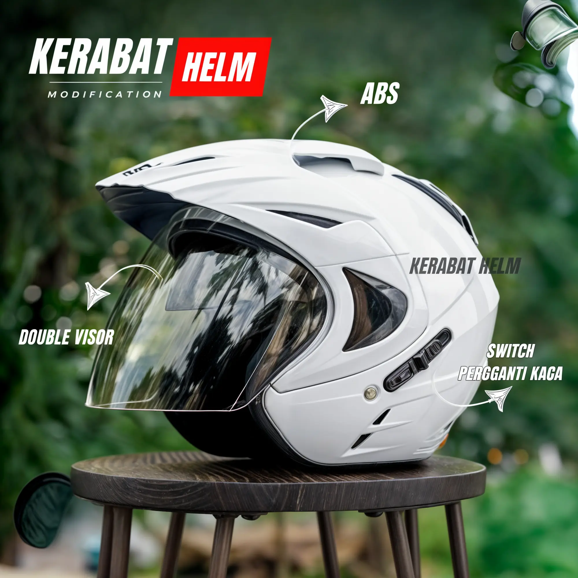 Helm INK Half Face JPX FNK Premium Model Terbaru dengan Dobel Visor dan SNI untuk Pria Dewasa - Motorcycle Helmet