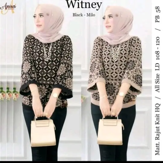 baju atasan blus wanita tangan kimono rajut import