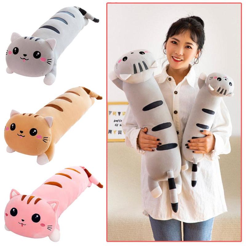 Product Introduction of Bantal kucing panjang kartun lucu untuk kanak-kanak, mainan anime lembut, kusyen sumbat, mainan comel, W5S3 18