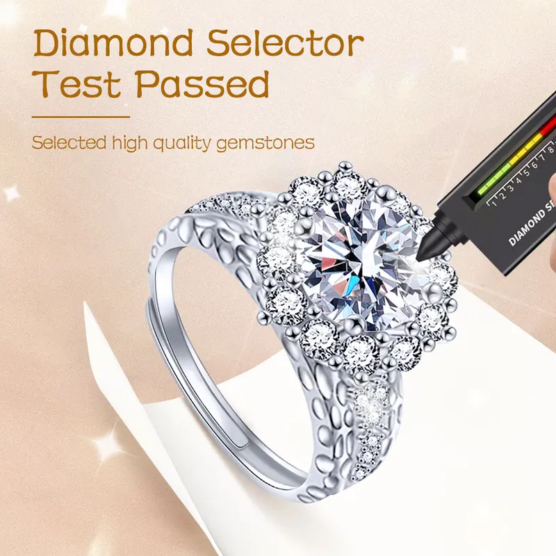 【003Harga telah dibanting, segera di CO】Chard Wake Cincin Wanita Berlian Perhiasan Tunangan Ukuran Bebas 2 Karat Cincin Cewek  CWR021 3