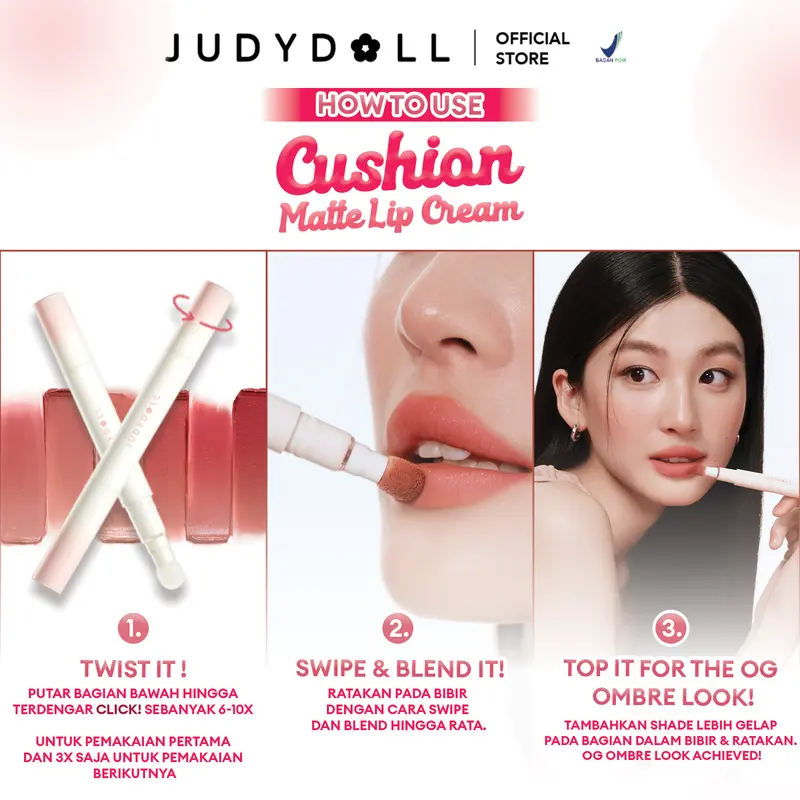 Judydoll Cushion Matte Lip Cream - LIP CUSHION, 12H Super Stay Super Nyaman Ringan Waterproof Transferproof Velvet Matte Finish | Makeup Ramadhan, Makeup Lebaran, Makeup Iftar 6