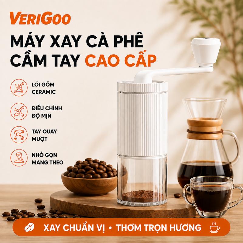 Máy xay cà phê cầm tay lõi gốm ceramic nhỏ gọn xay hạt mịn đều giữ trọn hương vị