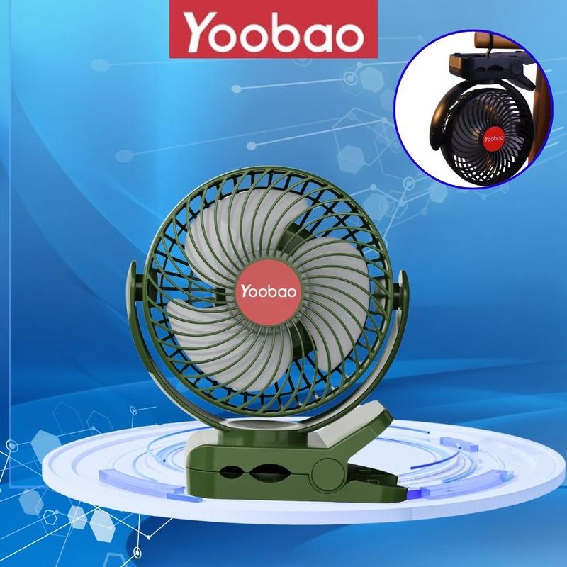 Quạt Tích Điện ĐẾ KẸP YOOBAO F8 8000mAh – Dùng Liên Tục 30 Giờ Thiết Kế Chân Kẹp Móc Treo Kiêm Đèn Pin Và Sạc Dự Phòng