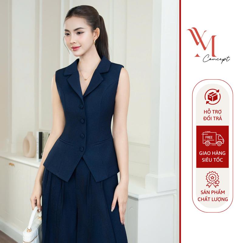 [LẺ ÁO] YM Concept Áo Gile Cổ Vest Nữ Nút Bọc Form Ôm Cotton Hàn Dày Dặn Tôn Dáng A1428