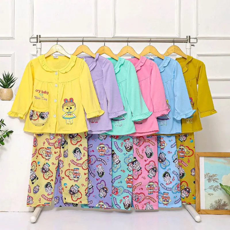 [KHUSUS LIVE]Paket Bundle 3 SET Baju Tidur Anak Perempuan Usia 1-7 Tahun (VNS203) Premium Motif Random Setelan Bayi Balita Fashion Nyaman Lengan Cotton 2