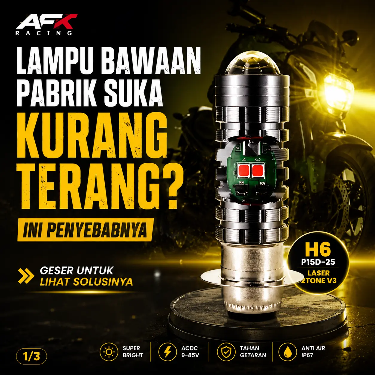 Lampu Led H6 Utama motor Depan laser led super terang acdc vario mio beat nmax lexi aerox adv satria fu fazzio nouvo fiz r dll