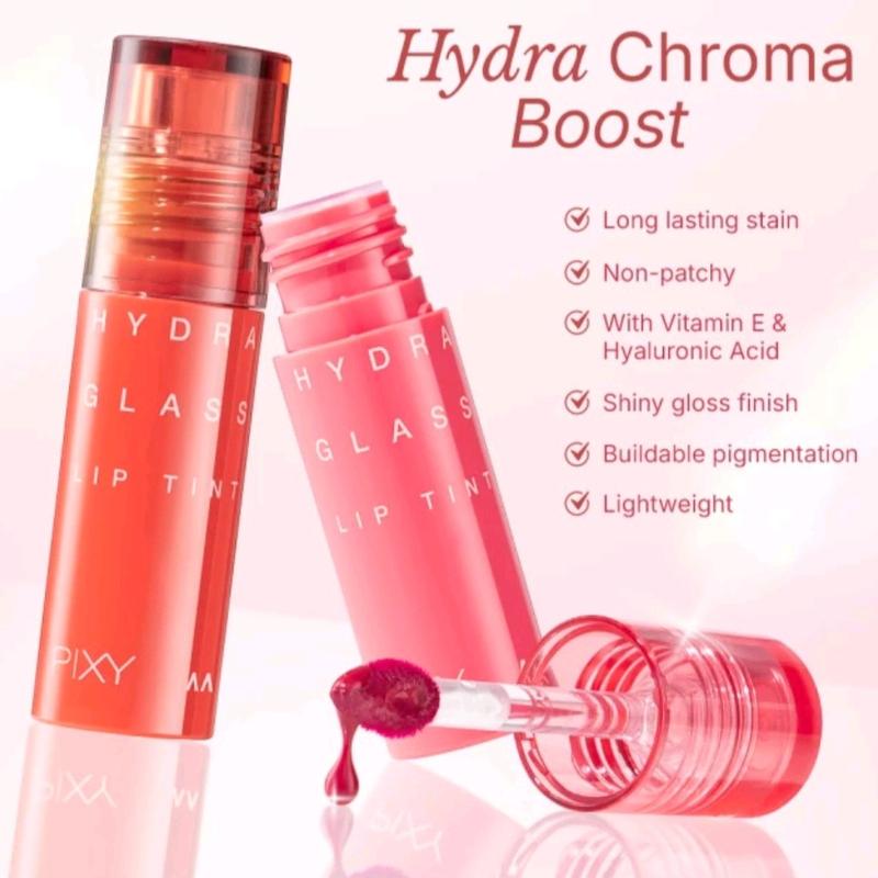PIXY Hydra Glass Lip Tint - Tampilan Bibir Glossy dan Staining Tahan Lama - Berry, Lipstick, Gradasi, Kering, Lipcream, Lasting,Ombre, Cherry Liptint 3