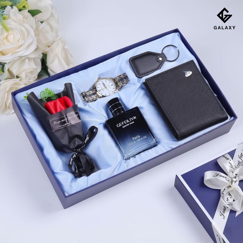 Set Ví Da Nam Nước Hoa Đồng Hồ Bóp Nam Khắc Tên Theo Yêu Cầu Fullbox Túi Xách Quà Tặng Sang Trọng