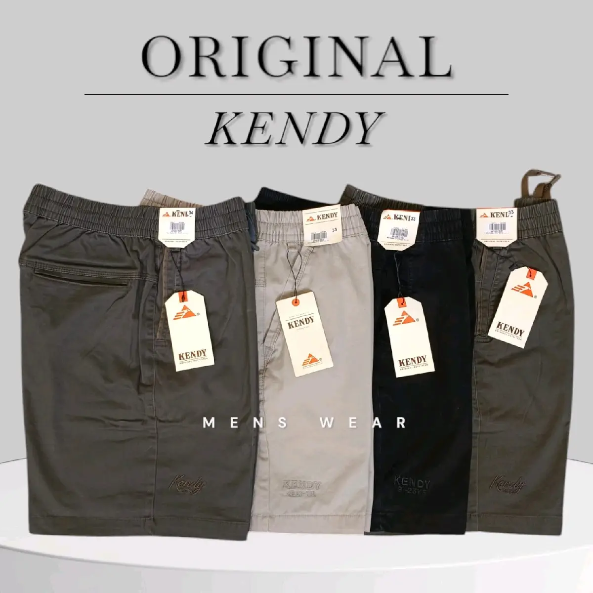 CELANA KENDY PENDEK POLOS PRIA PINGGANG KARET ORIGINAL PREMIUM MODEL DI ATAS LUTUT