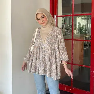 Alona Blouse Atasan Wanita Kekinian Jumbo LD 120 Terbaru Bahan Rayon Busui by Kamalin