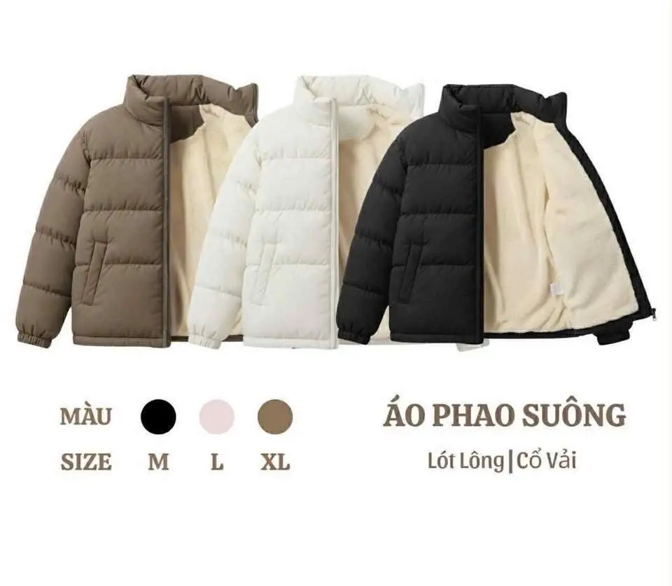 [HÀNG L1](XẢ HÀNG ĐỘC QUYỀN LIVE) Áo Phao Béo Nam-Nữ 3 Lớp Lót Lông Cừu Phong Cách Hàn Quốc Màu Sắc Đa Dạng Size M L XL Cổ Vải ấm áp thoải mái thời trang hiện đại