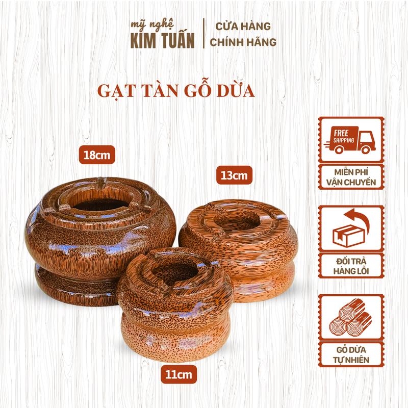 Gạt Tàn Thuốc Gỗ Dừa 3 Size Kim Tuấn Đẹp Sang Trọng Chống Cháy Thủ Công Tinh Xảo