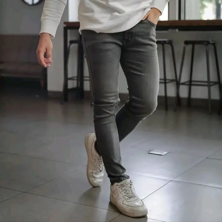 Celana Jeans Panjang Pria Streach Melar Dark Grey Pensil Skinny Distro Premium Korean Style Size 27-38 1