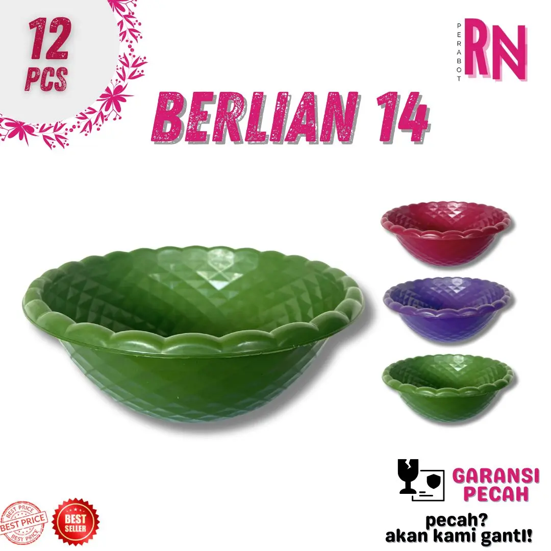 (12 pcs) BASKOM BERLIAN 14 /  BASKOM PLASTIK HAJATAN / BASKOM SOUVENIR PLASTIK MURAH