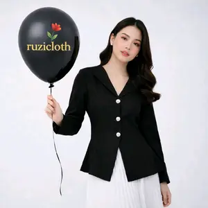Karla Top - Atasan Wanita Blouse Wanita Cewek Dewasa Casual Formal - Blazer Wanita Atasan Semi Blazer Kancing Kerja Kemeja kampus shirt Premium lengan  panjang Baju Kantor Hitam Putih Maroon