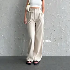Oro Pants - Hightwaist Loose Pants Trousers - Celana Kulot Panjang Wanita Straight Slit Casual - Bahan Anti Kusut Basic Kantor Kerja Formal Hitam