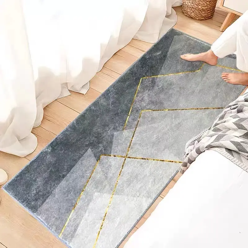 TOKOMUDA Karpet Bulu kamar Keset Cashmere Aesthetic Anti slip 120x50cm Motif Unik Keset Kamar Ruang 0
