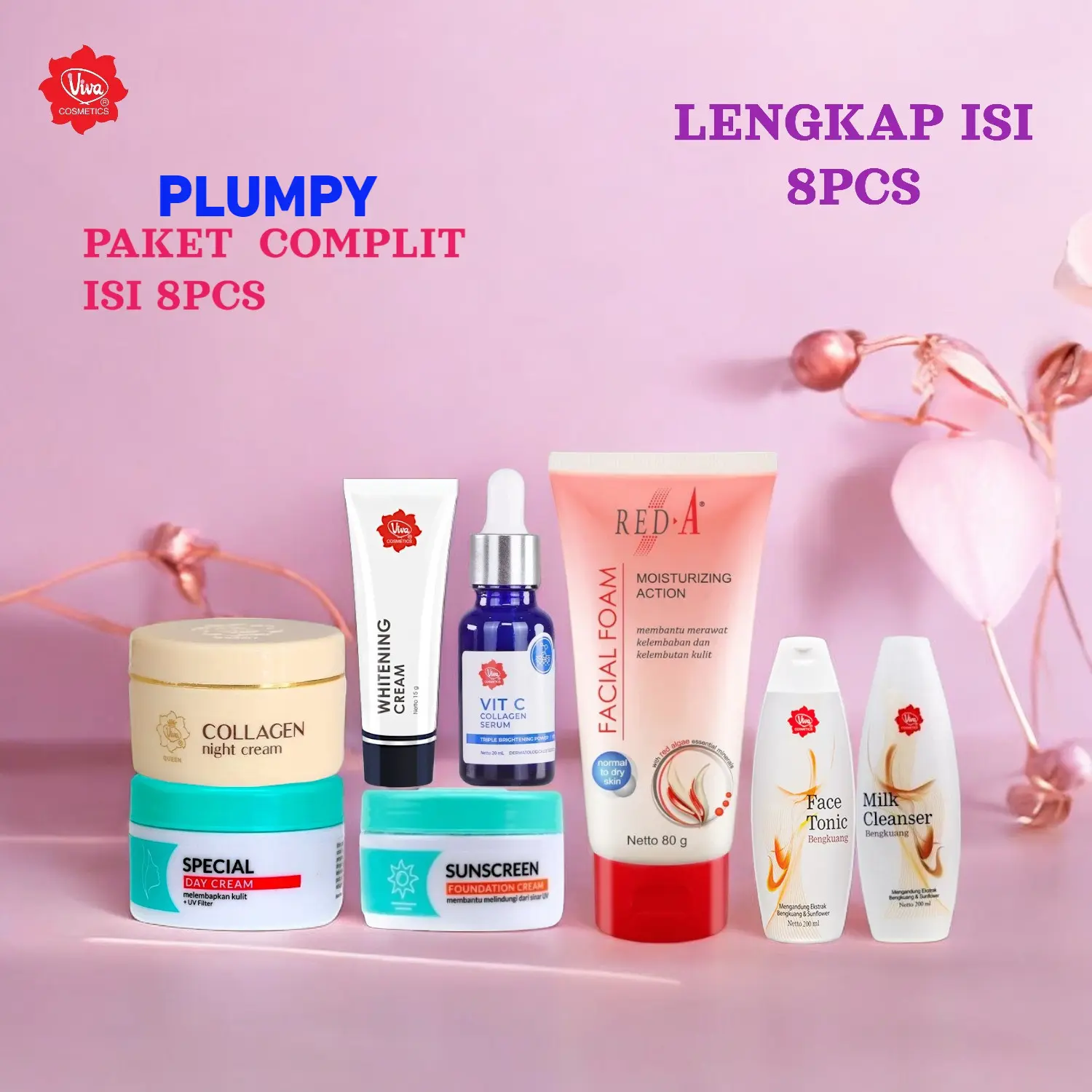 VIVA PAKET DAILY KOMPLIT PERAWATAN  MUKA JERAWAT FLEK BANDEL ISI 8PCS