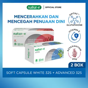 Natur-E Paket Soft Capsule - White 32s & Advanced 32s - Suplemen Kecantikan Dengan Vitamin E, Glutathione dan Astaxanthin - Membantu Menjaga Kesehatan Kulit dari Dalam Natur-E Paket Soft Capsule - White 32s & Advanced 32s - Suplemen Kecantikan Dengan Vitamin E, Glutathione dan Astaxanthin - Membantu Menjaga Kesehatan Kulit dari Dalam