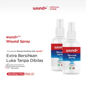 wund+ Wound Spray 2x75ml - Spray Antiseptik untuk Luka Kronis & Akut, Efektif Mencegah Bakteri, Formula Tanpa Bilas, Made in Germany, Asam Hipoklorit HOCI, Aqua Purificata
