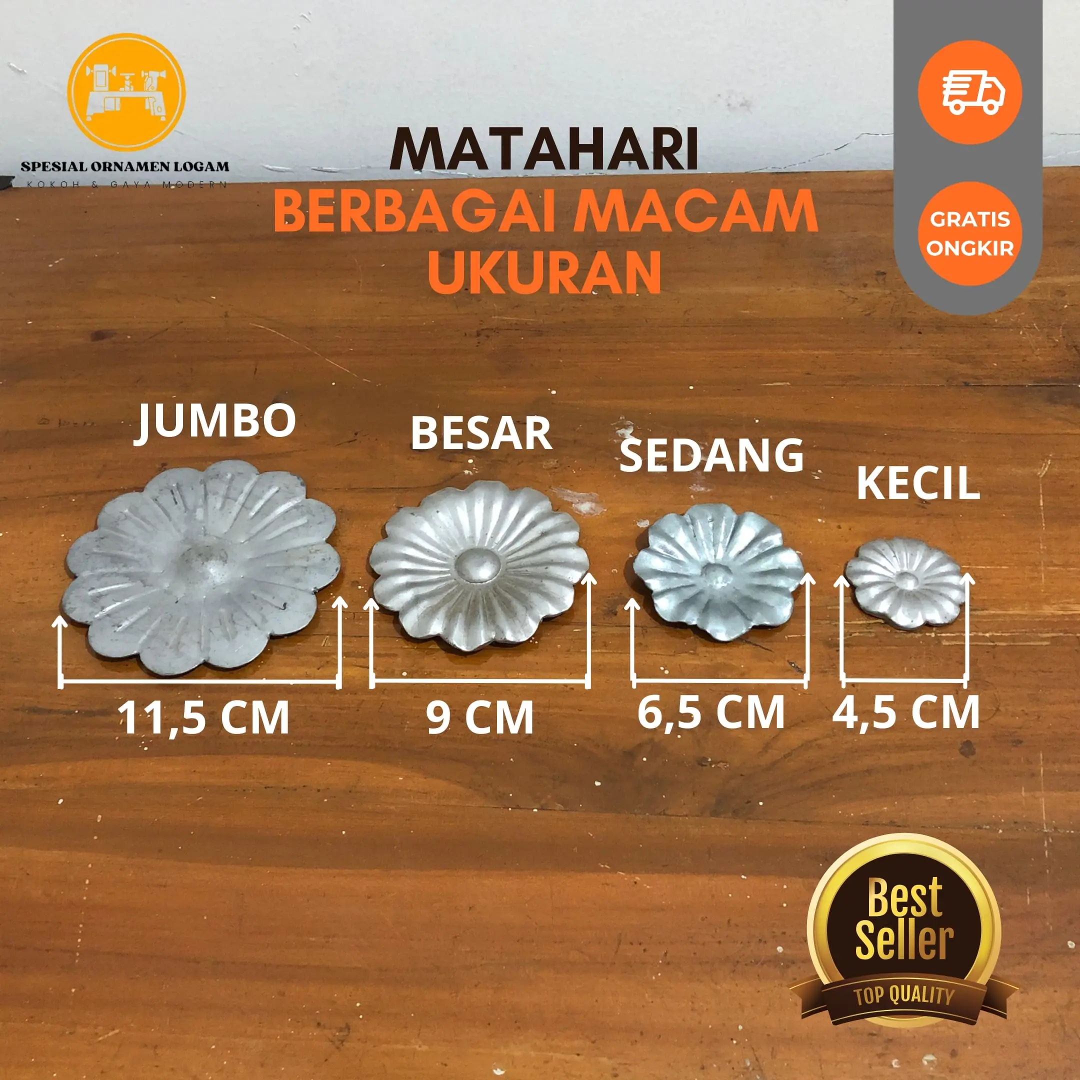 Bunga matahari besi plat ornamen tralis pagar besi tempa Berkualitas berbagai/semua ukuran/ Aksesoris Pagar Besi Bunga matahari