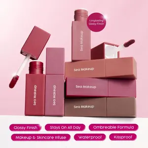 Sea Makeup Lacquer Shake Lip Ink Longlasting lip ink - Glossy Finish Liquid Lipstik Liquid Lipstick Liptint Transferproof  Waterproof, kissproof Lip Ink yang terasa seperti warnanya meresap ke dalam bibir anda dengan efek Budgeproof Lipcream Pewarna Red