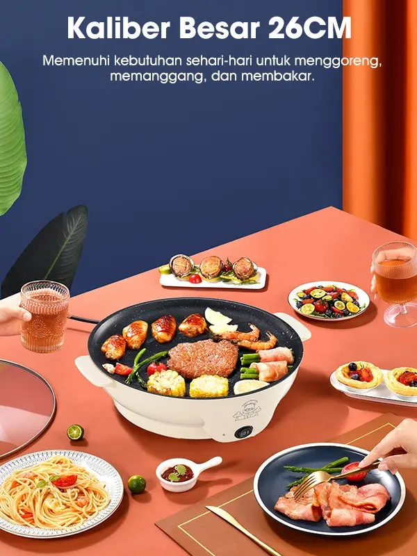 (BISA COD) SAMONO Panci Listrik Panggangan Grill BBQ Anti Lengket diameter 26cm [SW-EBP26] 2