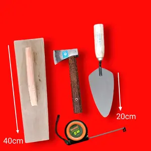 Alat Tukang Berkualitas - Sendok Semen Galur Asli 20cm, Roskam Kayu 40cm, Kampak Tukang, Meteran 5 Meter