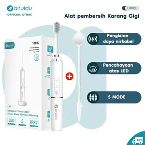 Airuidu M09  Pembersih Gigi Elektrik&Sikat Gigi Elektrik Pembersihan kerak ultrasonik Sakelar sentuh Pengisian daya nirkabel Menghilangkan plak dan karang gigi Dilengkapi dengan lampu LED